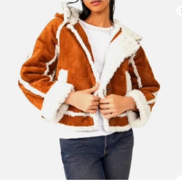 Free People We The Free Vegan Sherling Coat - Picture 2 of 7